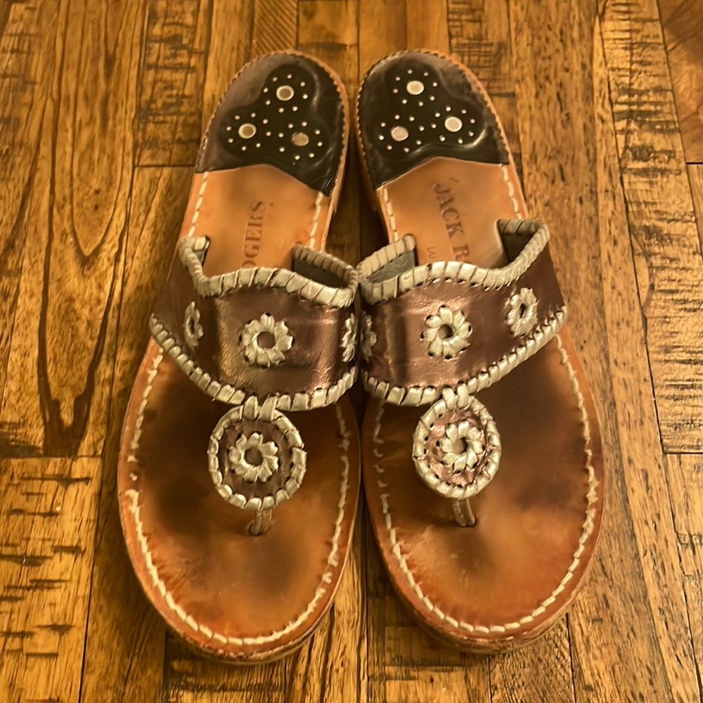 Jack Rogers sandals bronze and silver metallic size 9